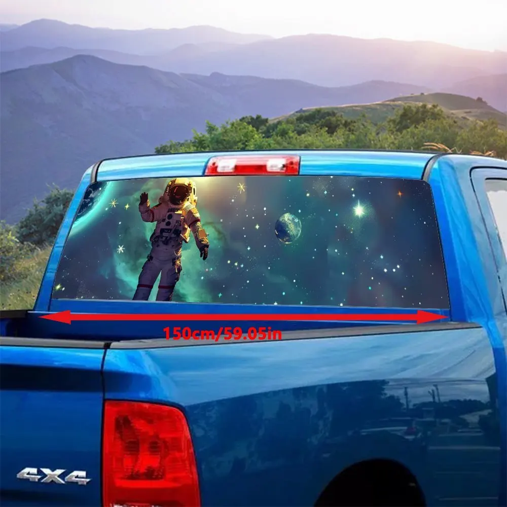 Astronaut Starry Sky Space Sea Of StarsCar Rear Windshield Sticker Truck Window Perspective Perforated Rear Window Vinyl Decal D