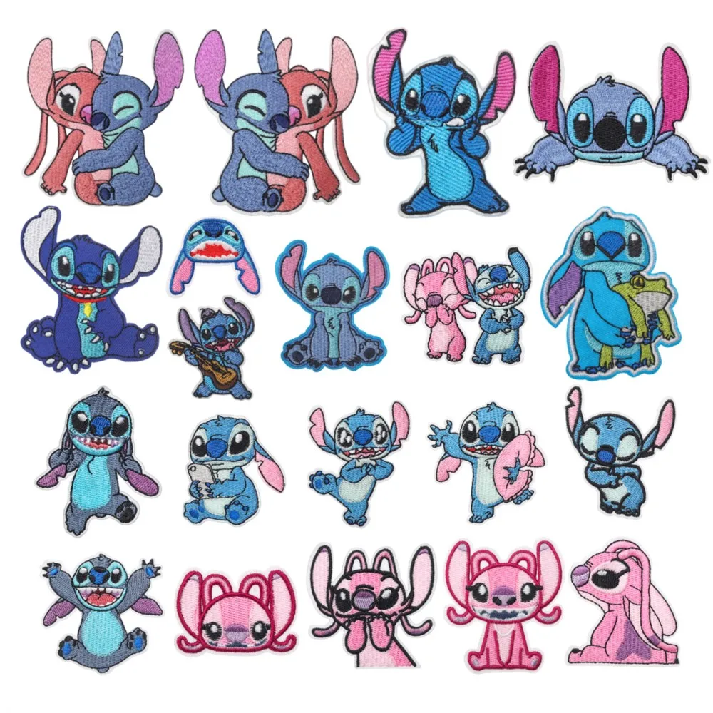 

wholesale Anime Stitch Cute Disney Clothes Stickers Iron on Embroidery Patches For Sew Child Clothing Jeans Coat Applique
