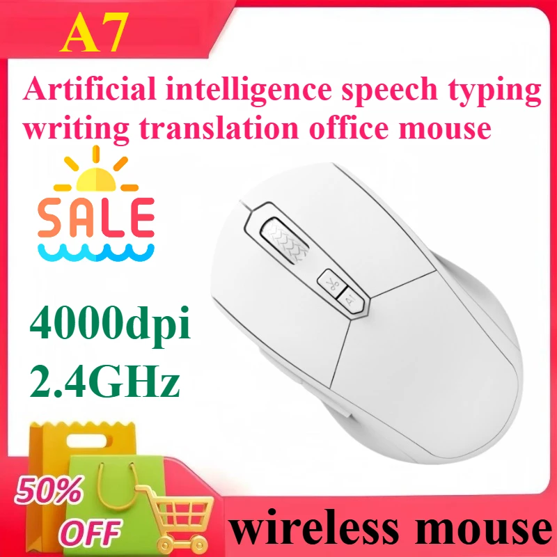 

Smart AI Wireless Mouse with Artificial Intelligence Voice Typing, Writing, Translation, and Office Functions