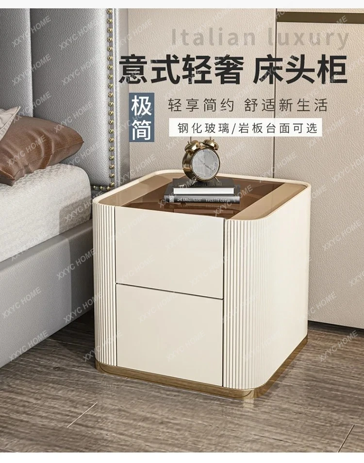 Simple modern bedside table, paint, light luxury storage, minimalist storage, bedside table