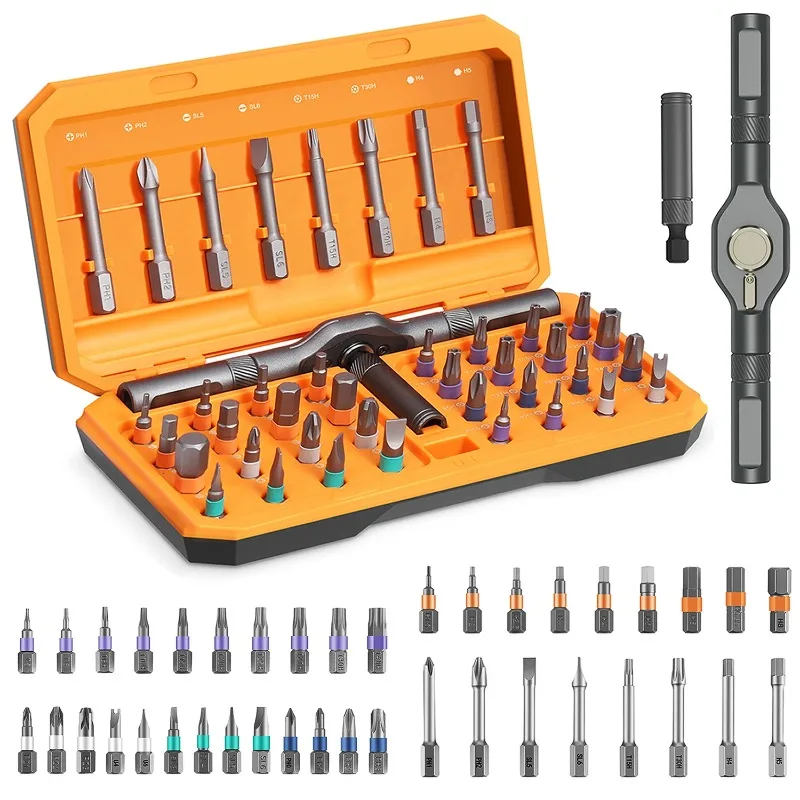 Multi-purpose Ratchet Wrench Screwdriver Set 24/40/42 in 1 S2 Magnetic Bits for DIY Repairs