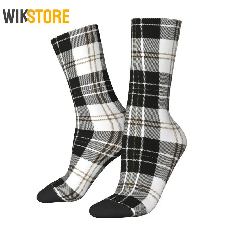 

Kawaii Brown Rustic Plaid Pattern Socks Women Men 3D Print Scotland Plaid Sports Football Socks Breathable Sock