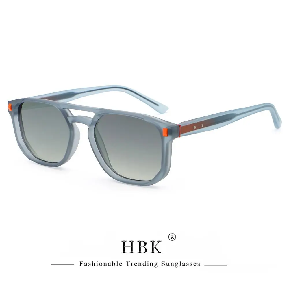 HBK Retro Men's Pilot Sunglasses Flat Top Double Bridge Design Gradient Sunglasses Women's Outdoor Travel Summer Glasses