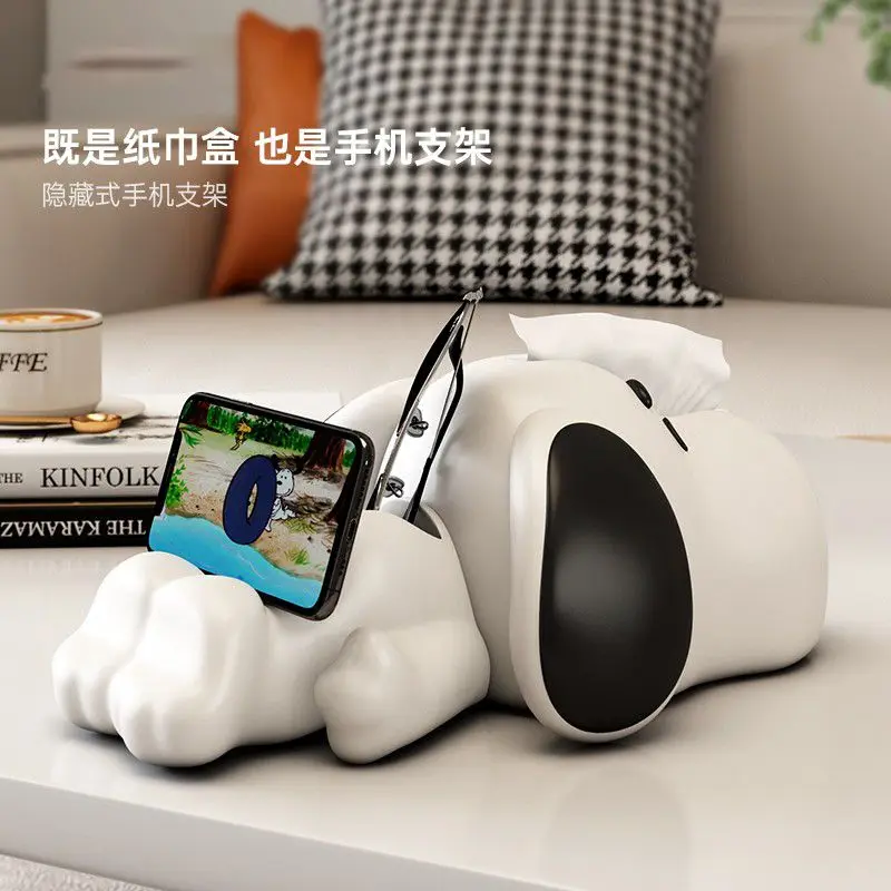 36Cm Anime Snoopy Tissue Box Mobile Phone Holder Cartoon Creative Portable Living Room Paper Home Desktop Storage Kawaii Gift