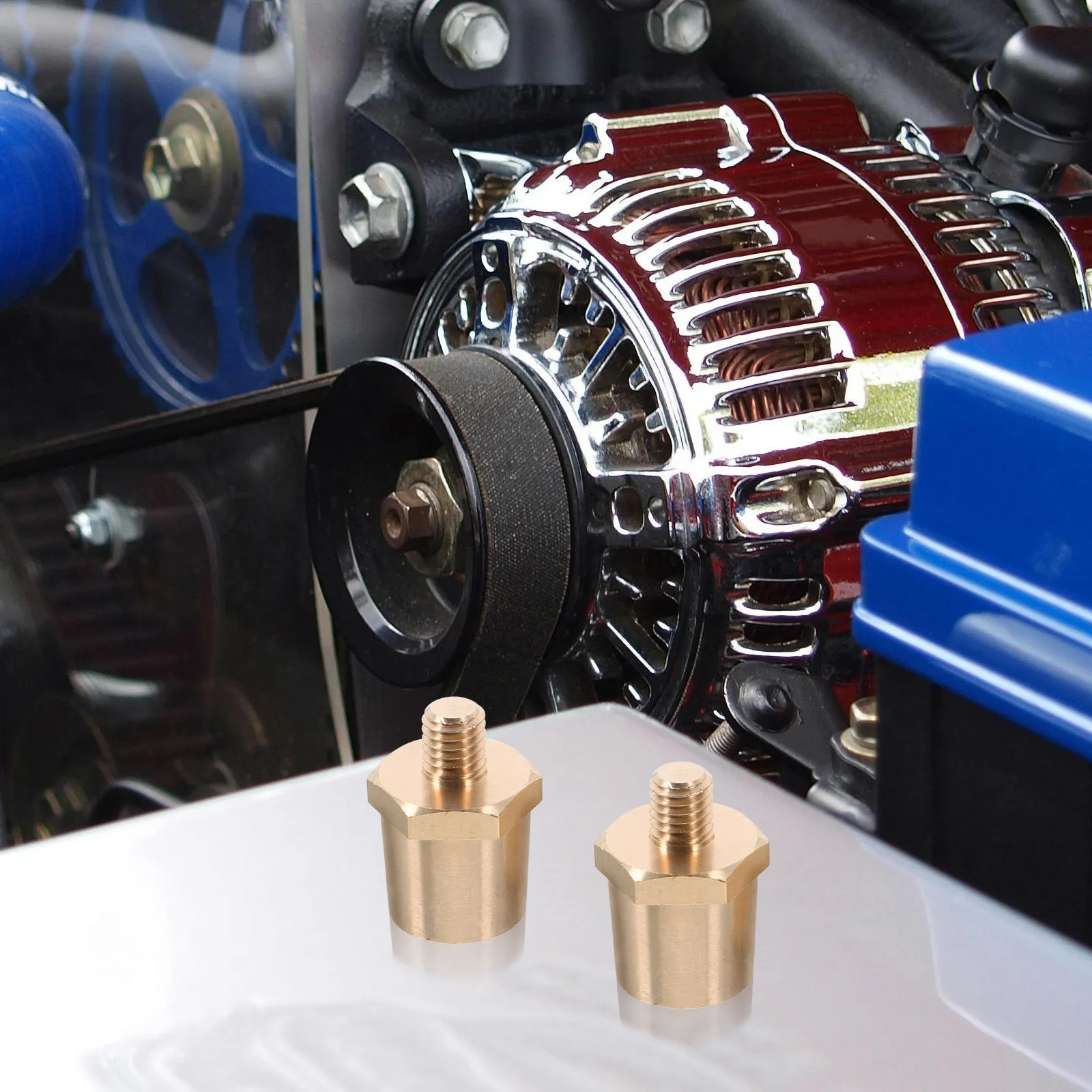 2Pcs Brass Battery Terminal Connectors 8Mm Thread Side Post Adapter for Car Truck Suv Rv Automotive Battery Post Connector