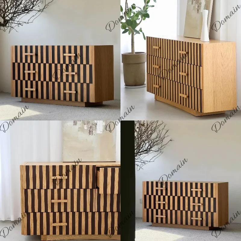 sBc Vintage Creative Solid Wood Storage Cabinet Sideboard Entryway Buffet Chest for Living Room