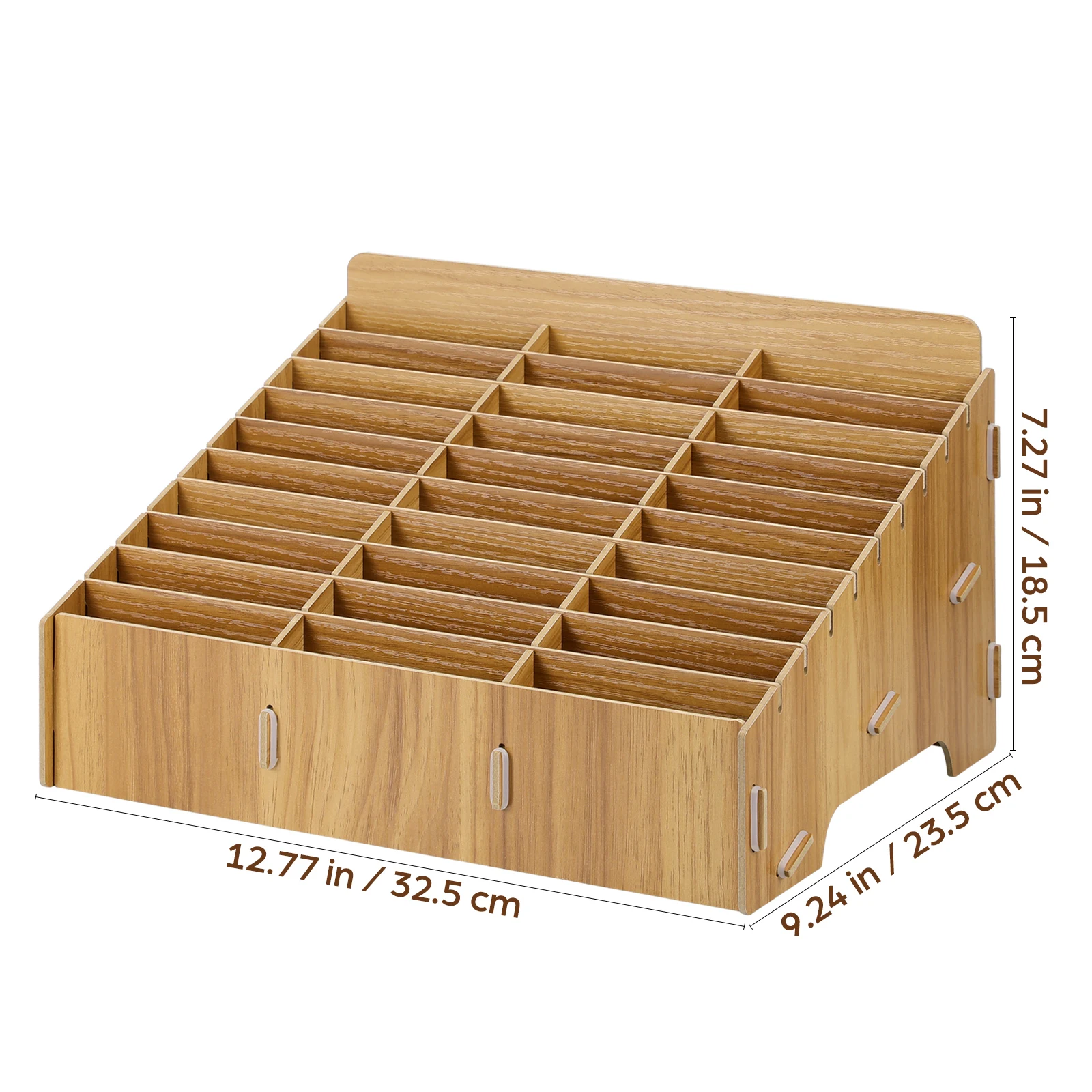 Wooden Multi-Grid Phone Storage Box Desktop Organizer Stationery Holder For Home Office Table Cell Phone Case Compartment