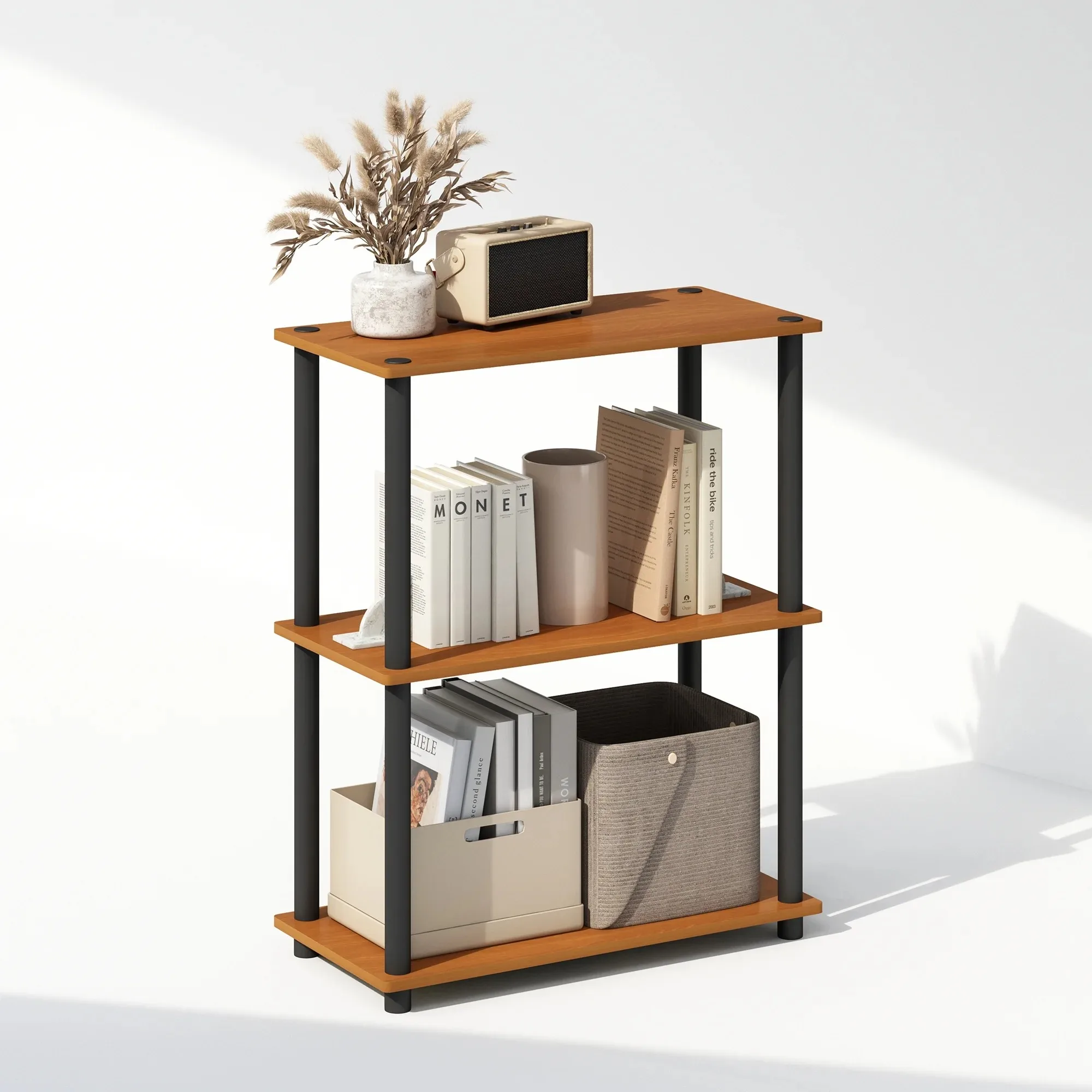

3-Tier Multipurpose Compact Display Rack, Shelving Unit, Bookcase, Light Cherry