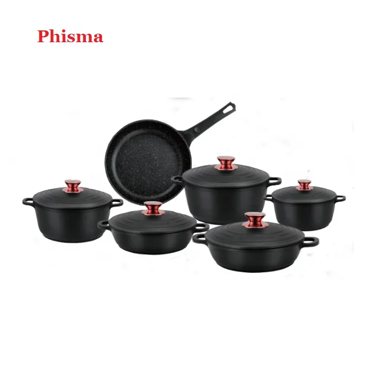 Phisma Top Selling Multifunctional Aluminum Non Stick Cooking Ware Kitchen White Cookware Set Fry Pan With Die Cast Aluminum Lid