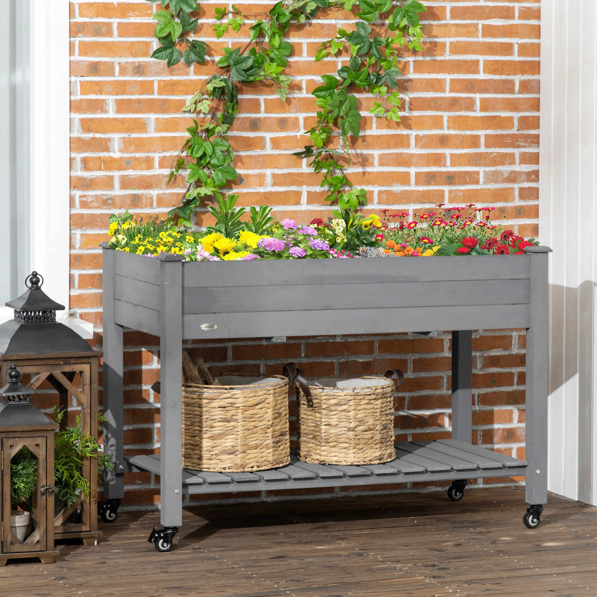 Raised Garden Bed - Уличная/внутренняя приподнятая грядка на колесах с