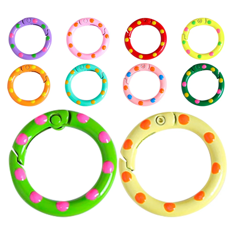 

10pcs Spring Buckle Rings Colored Metal Binder Keyrings Clasp Clip Carabiner Flash Card Loose Leaf Ring Spring clasps