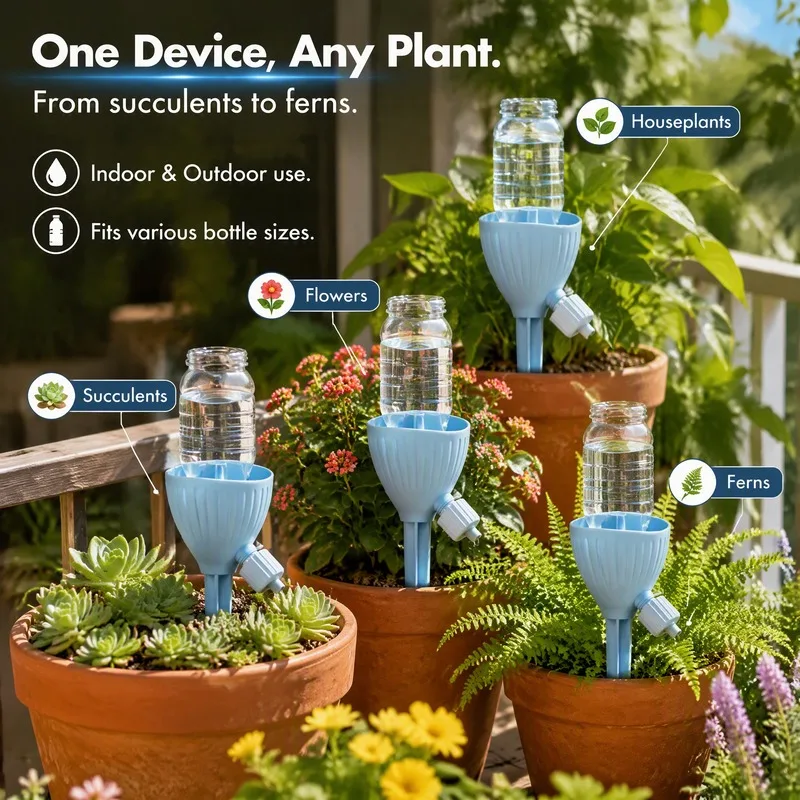3PCS Automatic Watering Device Adjustable Water Flow Drip Irrigation Kit For Lazy Potted Plants Universal Beverage Bottle Compat