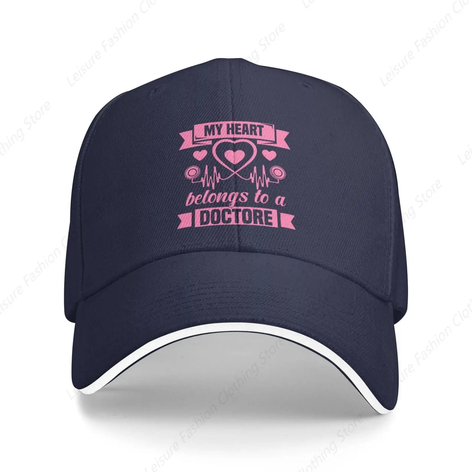 

My Heart Belongs to A Doctor Trucker Baseball Cap for Men Women Hat Sandwich Brim Dad Hats