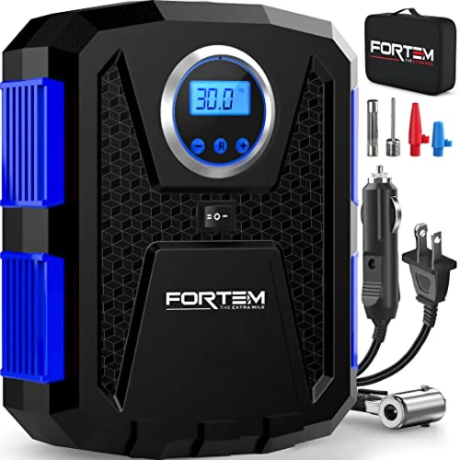 

Tire Inflator Portable Air Compressor Air Pump for Car Tires and Bikes Car Tire Pump w/Auto Shut Off 150 PSI 110V AC 12V DC LED