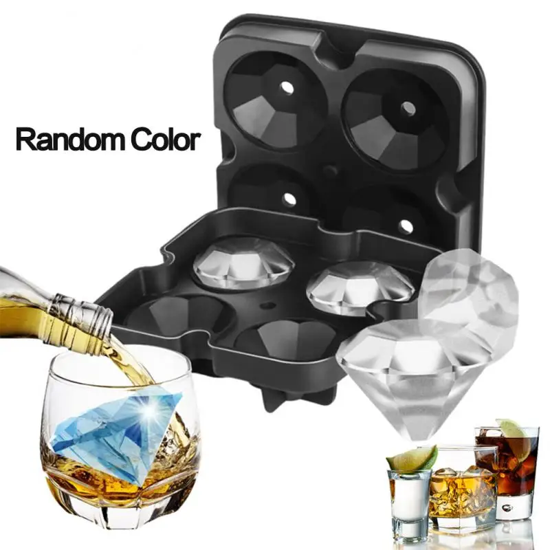 

Unique Diamond-Shaped Ice Cubes 4 Grids Ice Cube Tray Mold Food Grade Silicone DIY Ice Cube Lattice Maker Kitchen Accessories