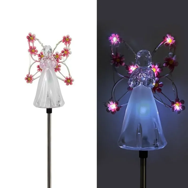 Wodoodporne słoneczne lampki aniołowe Solar Angel Garden Lights Zewnętrzne wodoodporne wtyczki trawnikowe Lampki słupowe LED Garden Angel Night Light