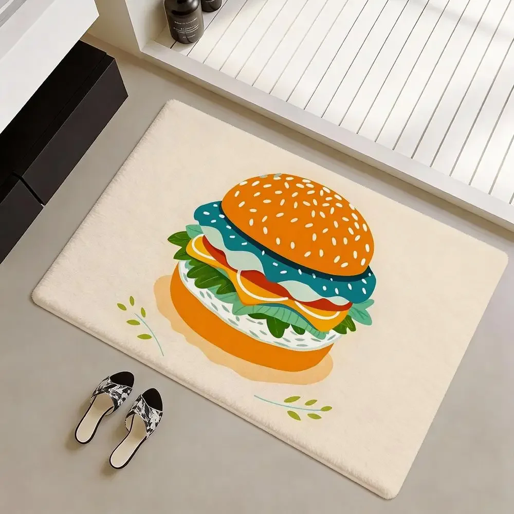tasty burgers Floor Mat Soft Flannel Non-Slip Door Mat - Thickened Rug for Living Room Home Decor