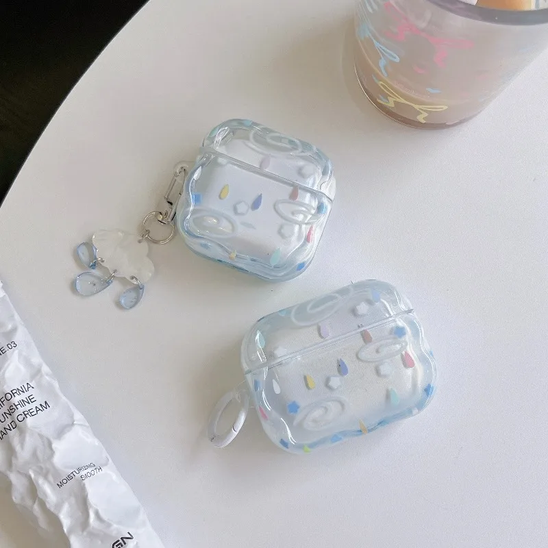 Cute Cloud Raindrop Earphone Case For AirPods 4 3 2 Pro 2 Pro 3 Transparent Soft TPU Headphone Cover With Keychain Pendant Funda - view 6