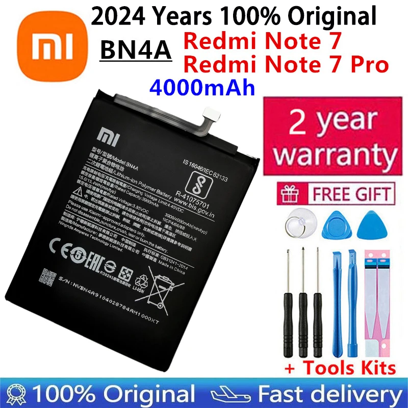 

2024 Years 100% original Battery 4000mAh BN4A For Xiaomi Redmi Note7 Note 7 Pro M1901F7C Genuine Phone Batteries Fast Shipping