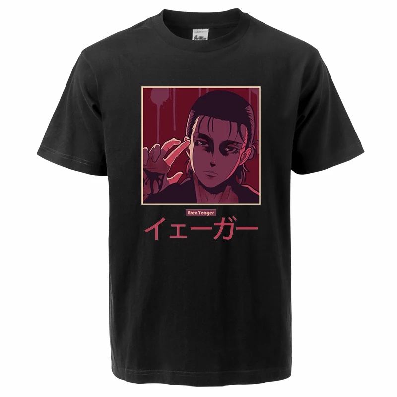 Eren Yeager Summer T Shirts Attack On Titan Anime Tshirts Cotton Streetwear Fashion Japan Anime Mens Anime Clothes T Shirt