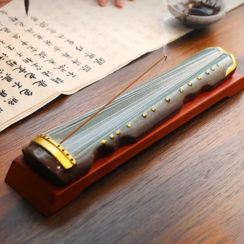 

Creative Guqin Incense Burner Holder Household Interior Decoration Chinese Retro Zen Lying Incense Holder Zen Sandalwood Burner