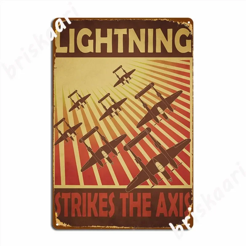 Lightning Strikes The Axis Metal Sign Pub Wall Decor Printing Pub Garage Tin Sign Poster