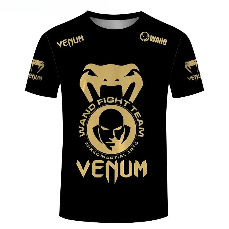 2024 New Summer Venum Combat Training Boxing Wear 3D Men\'s and Women\'s Tights Cross-border Fashion Short-sleeved T-shirts