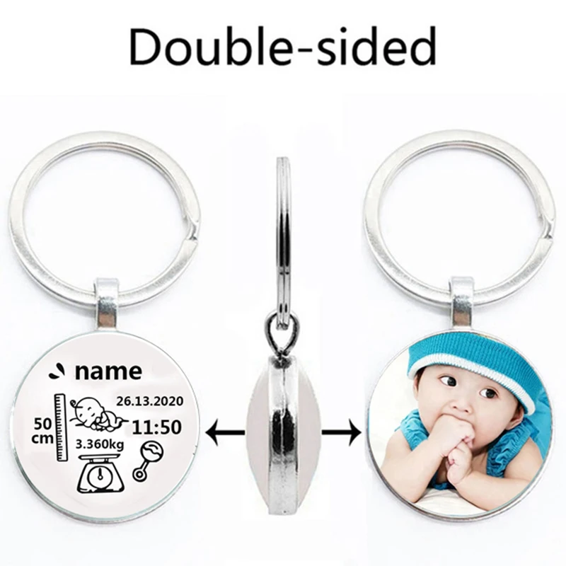 Diy Baby Keychain Name Newborn Date Of Birth Weight Height Commemorative Custom Key Ring New Mom Dad Gift