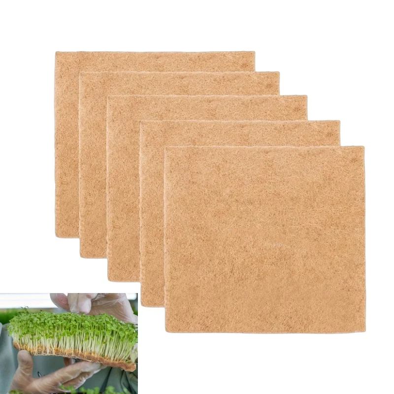 5pcs Jute Fiber Grow Mat Seedling Planting Pad Hydroponic Grow Pads For Agricultural Horticultural Laboratory 10x10cm