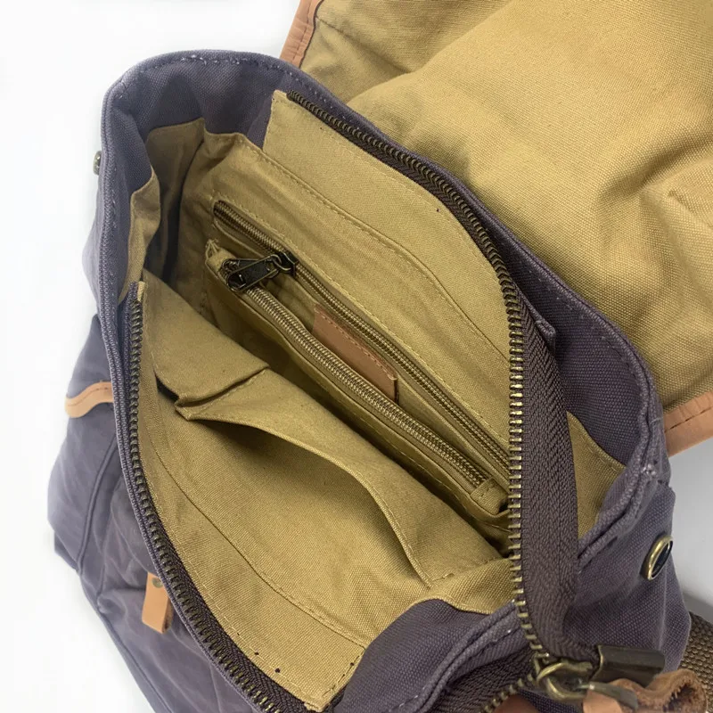 Classic Canvas Backpacks For Men/ Women Durable Solid Color Flap Pocket Double Shoulder Bag Casual Bagpack Travel School Bag