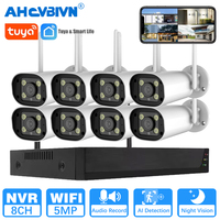 8CH 5MP Tuya Smartlife Wireless CCTV Security System WiFi NVR Kit Night Vision HD Cameras Surveillance Set For Home/Outdoor Cam