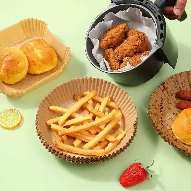 100Pcs Air Fryer Paper Oil Proof Isolation Paper Tray Disposable Non Stick Baking Pad Convenient And Durable Air Fryer Square view 3