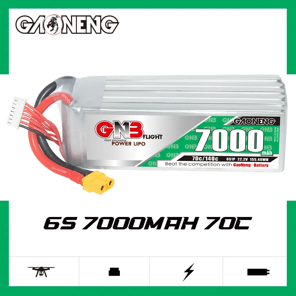 GNB 6S 22.2V 5500/7000/7200/8500/11000/13500mAh 70C بطارية ليبو مع XT60 XT90 XT90S التوصيل لطائرة هليكوبتر بدون طيار FPV