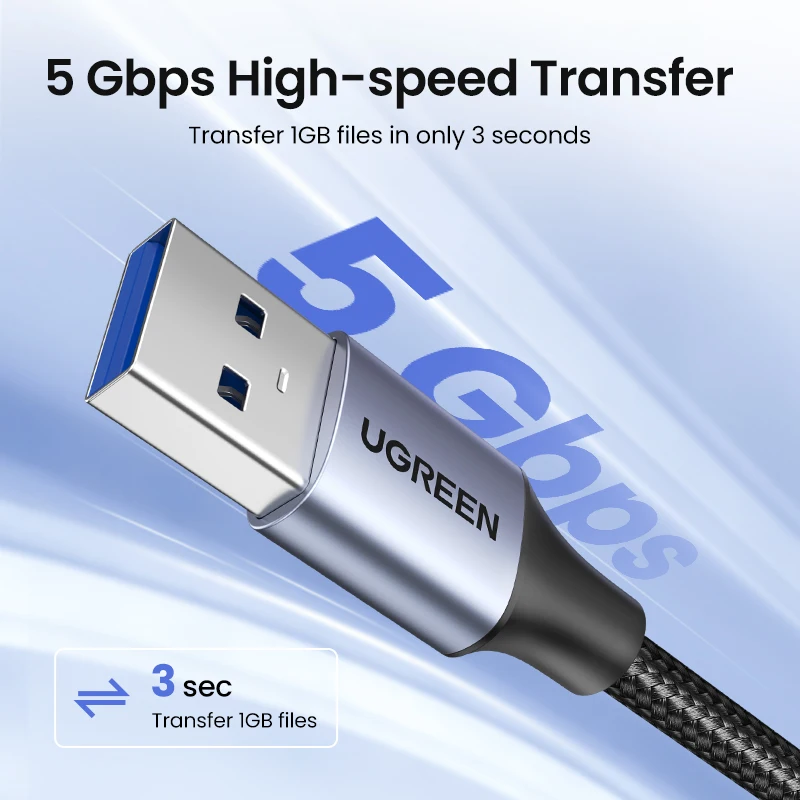 Ugreen USB3.0 Extension Cable USB-A Male to Female Data Cable Braided PC TV Car Notebook USB Drive Adapter short 50cm Long 2m 3m