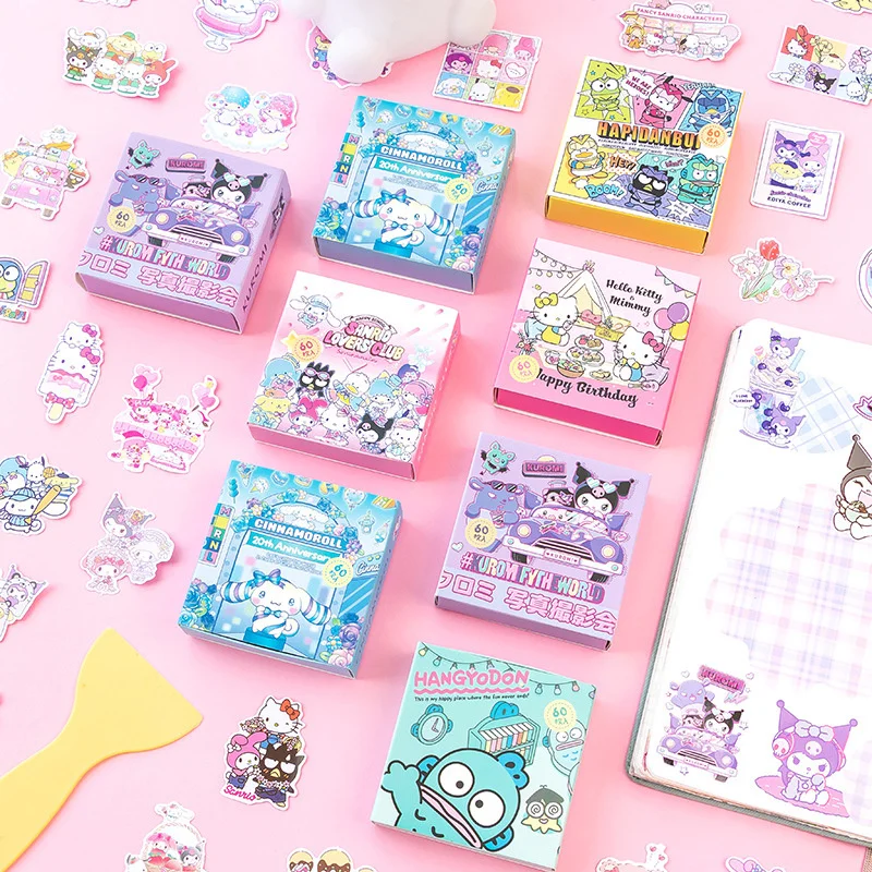 

24box/lot Sanrio Kuromi Kitty Pochacco Stickers Set Cartoon Animal Scrapbooking DIY Diary Decorative Sticker Album Stick Label