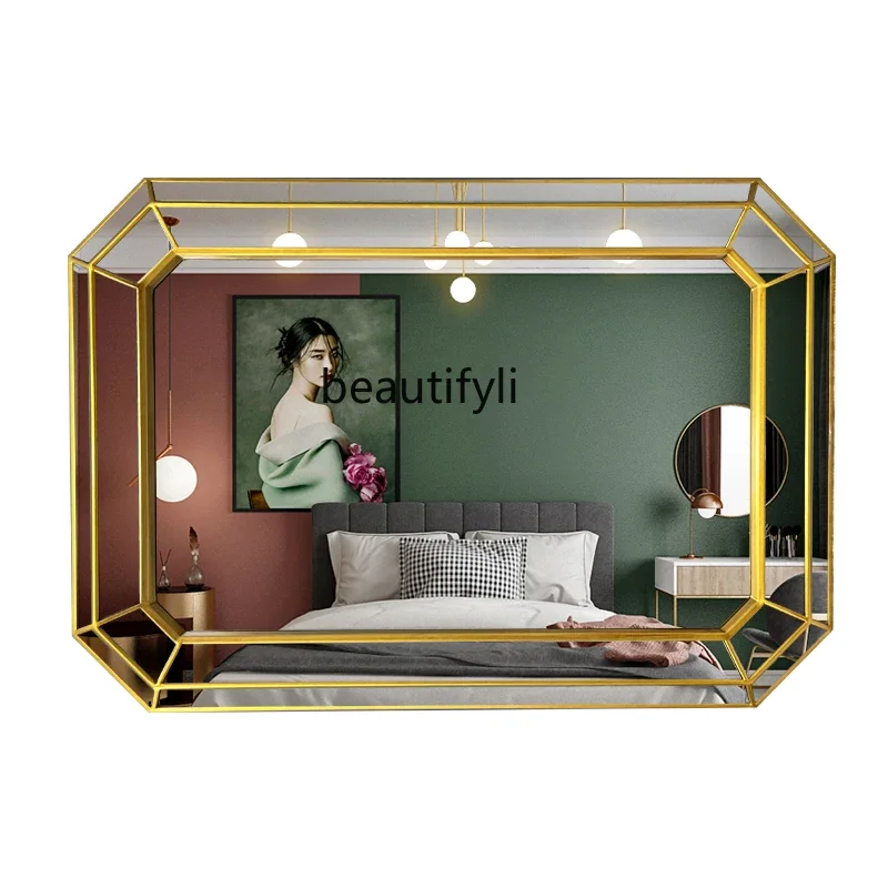 

A44 European-Style Bathroom Mirror Bedroom Cosmetic Toilet Decorative Mirror Wash Mirror Toilet Dressing Wall-Hanging