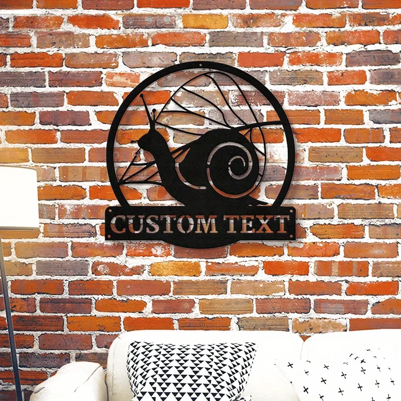 Personalized Snail Metal Sign Wall Art - Custom Text, Multifunctional Home Decor Gift for Animal Enthusiasts, English Language