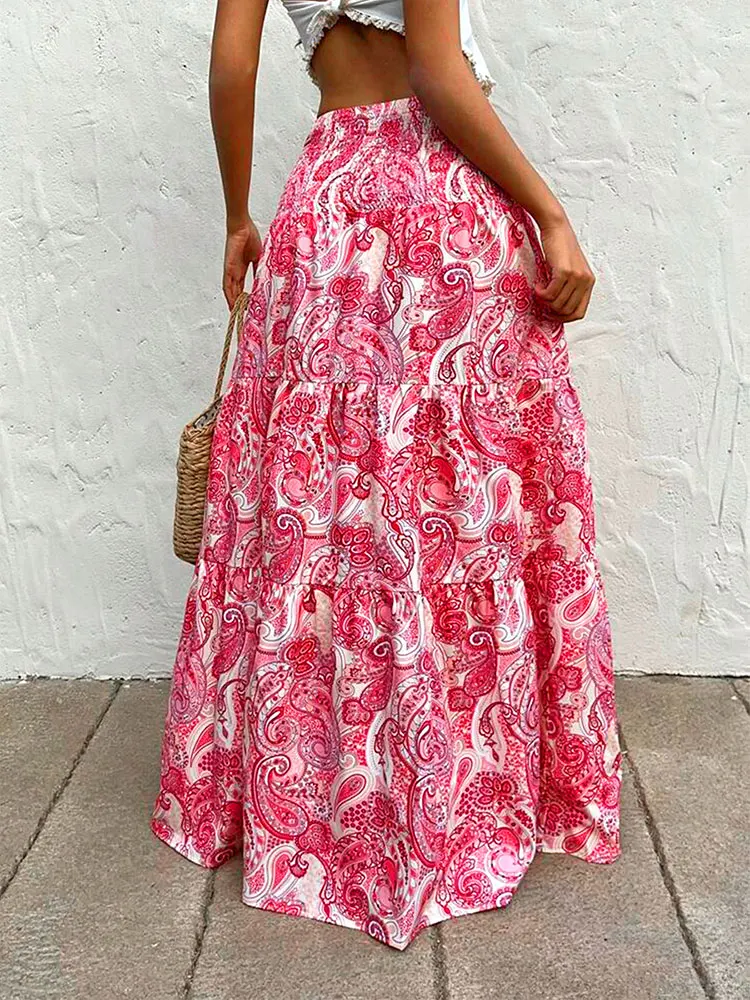 Frauen Maxi Rock Sommer Neue Streetwear Fashion Tie Dye Drucken Beiläufige Dünne Rock Elegante Weibliche Party Vielseitige Rock Kleidung