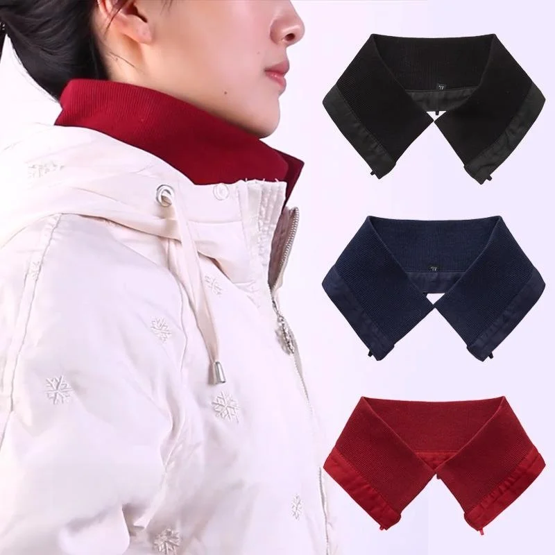 Detachable down Jacket Collar Protection Knitted Ribbed Fake Collar Unisex Versatile Neck Protector Cover Korean Style