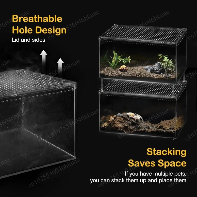 Transparent PC Reptile Terrarium Cage Habitat for Leopard Gecko Lizard Spider