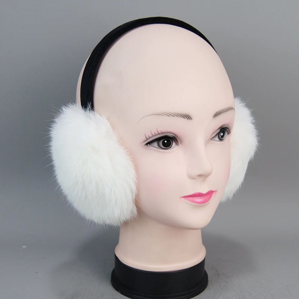 New Fashion Trendy Winter Genuine Real Rabbit Fur Earmuff Women Winter Warm Rabbit Fur Earmuffs Russia Girls Real Fur Earmuffs