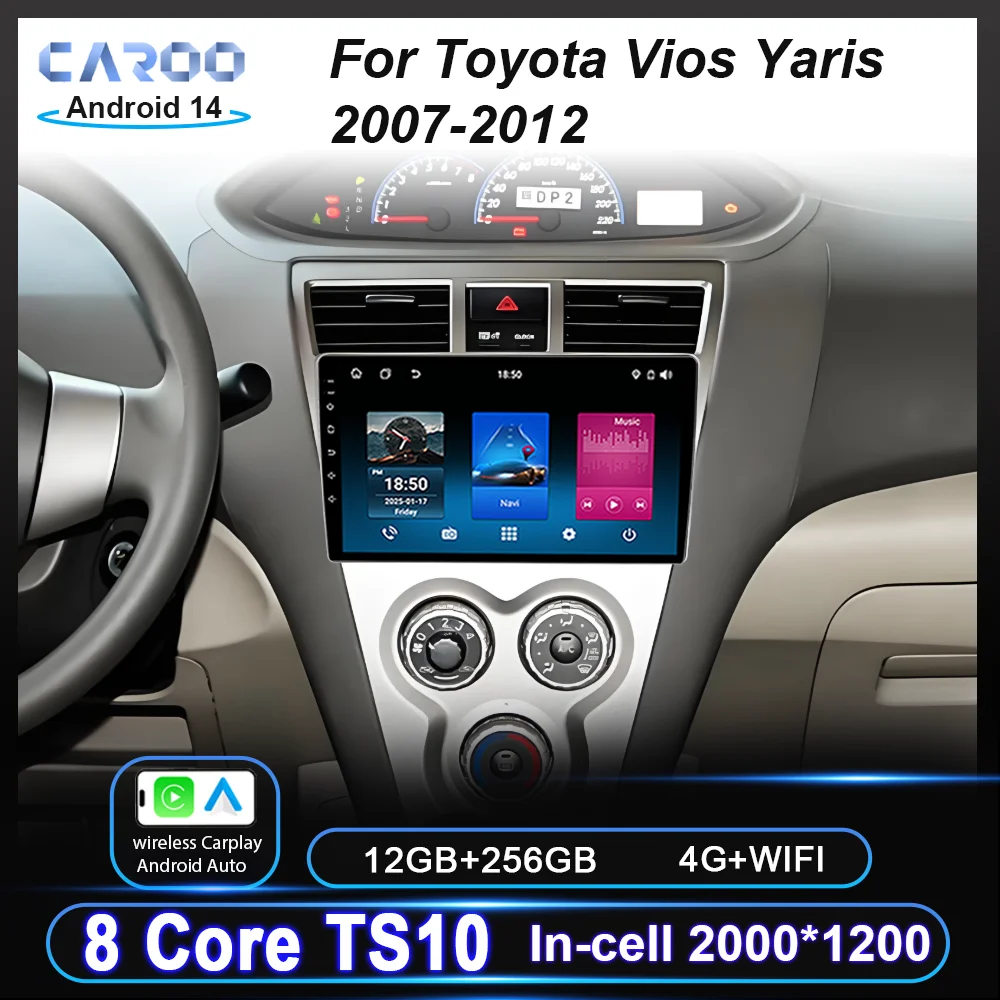 

Car Android For Toyota Vios Yaris 2007 2008 -2012 GPS Navigation Auto Radio Multimedia Video Player QLED Touch Screen 4G 2DIN