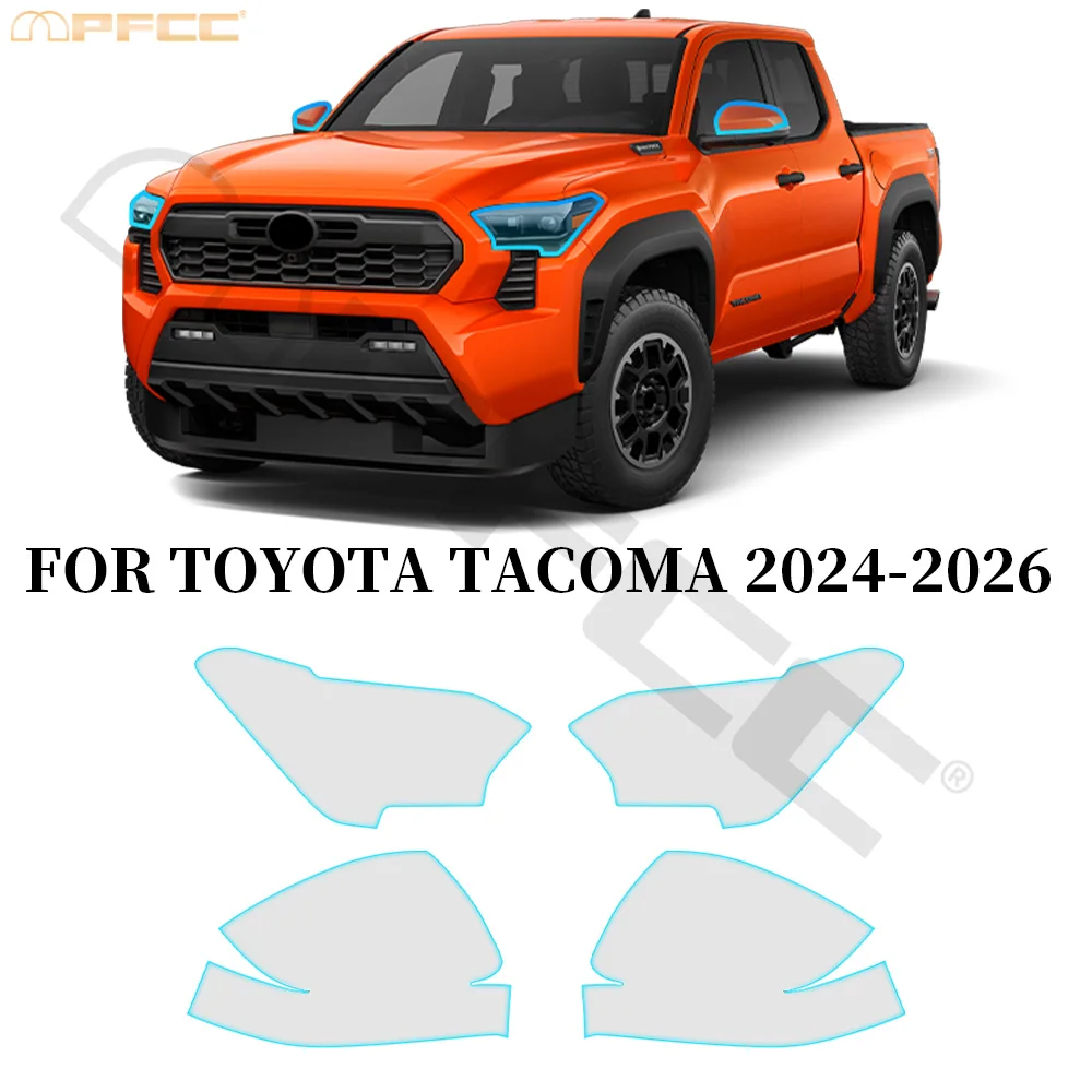 

For Toyota Tacoma 2024-2026 Headlight Rearview B Pillars Door Handles TPU Protection Film Pre-cut PPF Anti-Scratch Repairable