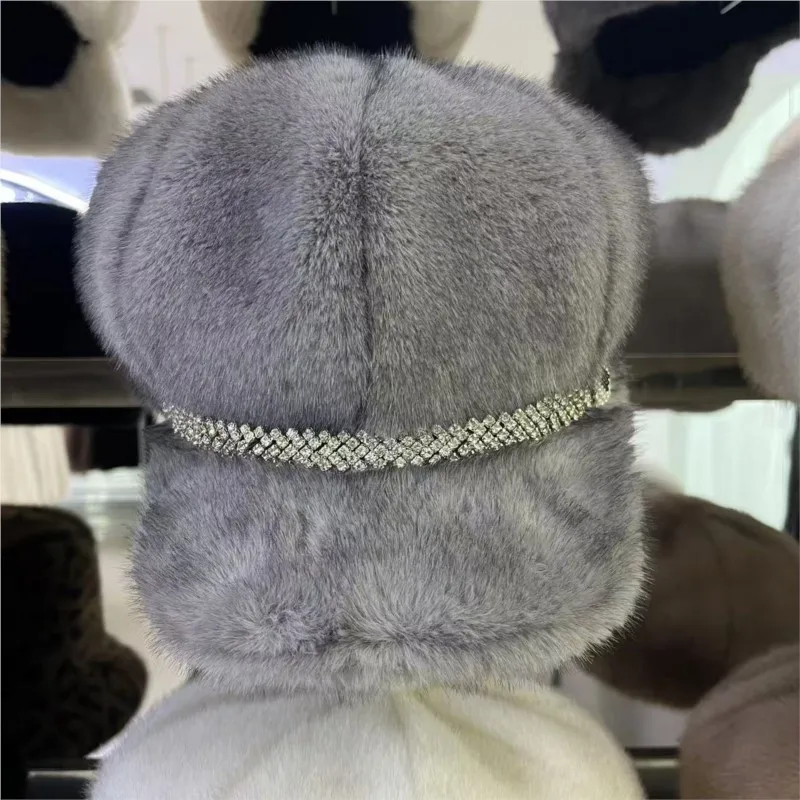 

Fashionable and versatile fur hats women's plush baseball berets