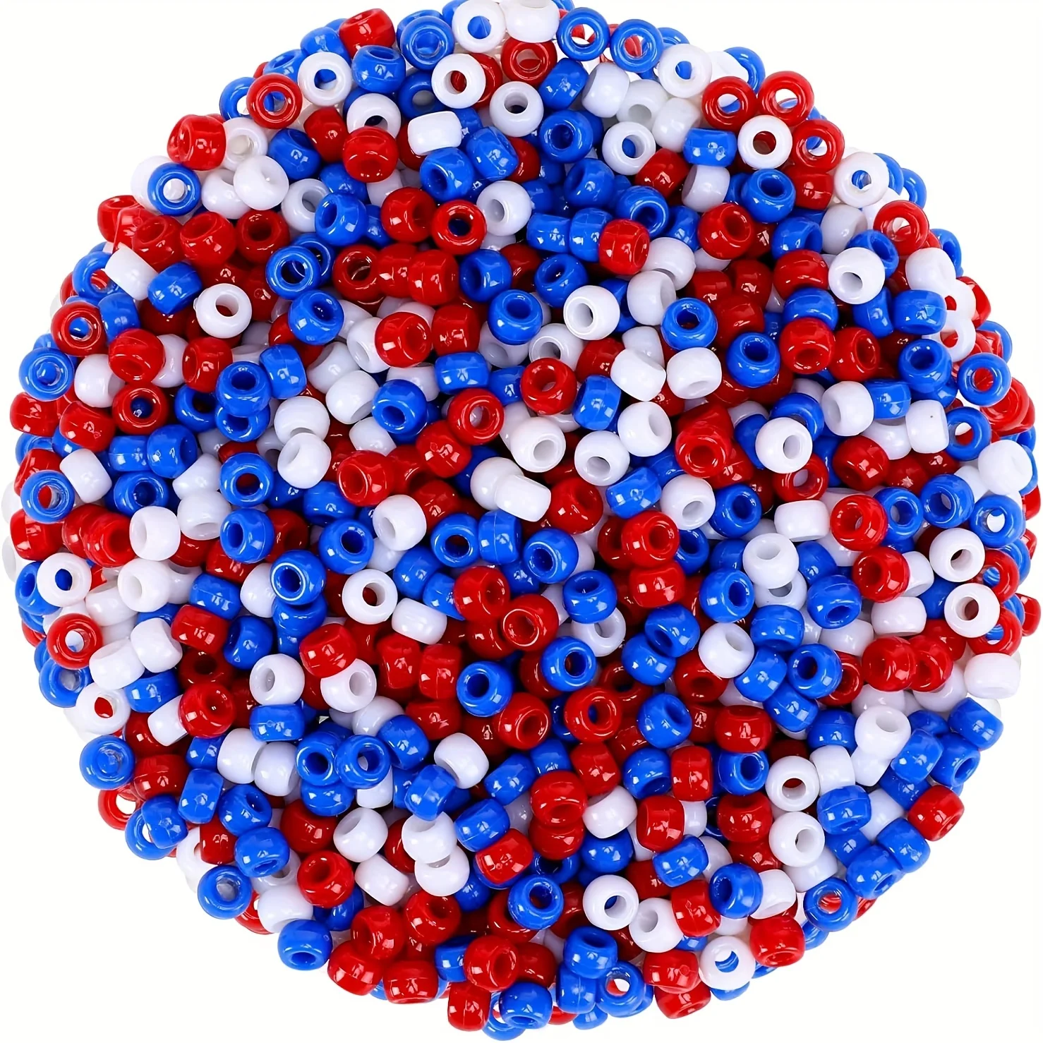 Cuentas acrílicas redondas para fabricación de joyas, abalorios sueltos para pulsera, collar y manualidades, color rojo, blanco y azul, 6x9mm, 200-1000 piezas