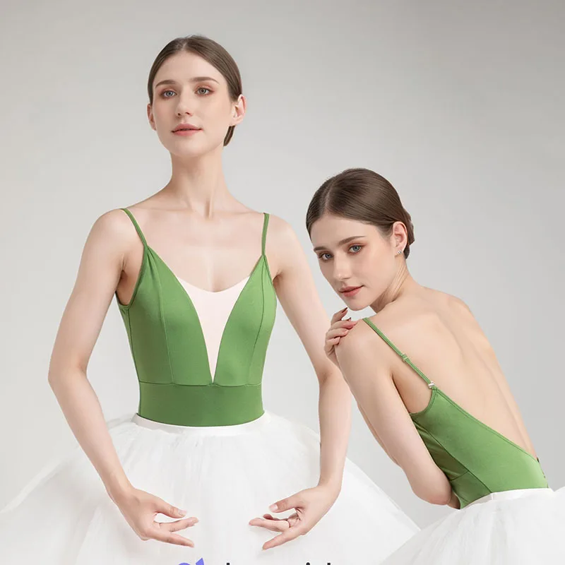 Ballet Maillots voor Vrouwen Condoleren Riem V-hals afslanktraining Danskleding Meisje Volwassen Lycra Danskleding Veelkleurige Gymnastiek