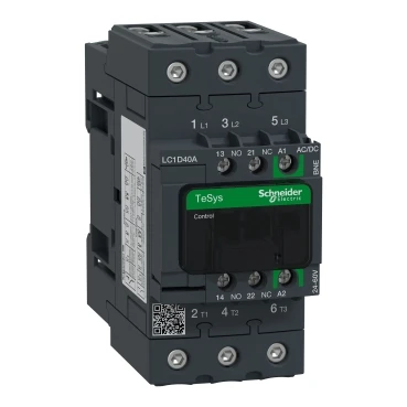 

LC1D40ABNE contactor 3P 40A AC-3 up to 440V coil 24-60V AC/DC EverLink