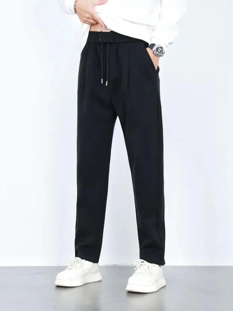 

Эластичные прямые повседневные брюки для мужчин, удобные, приятные для кожи, драпированные, высококачественные, весенне-осенние, новые брюки