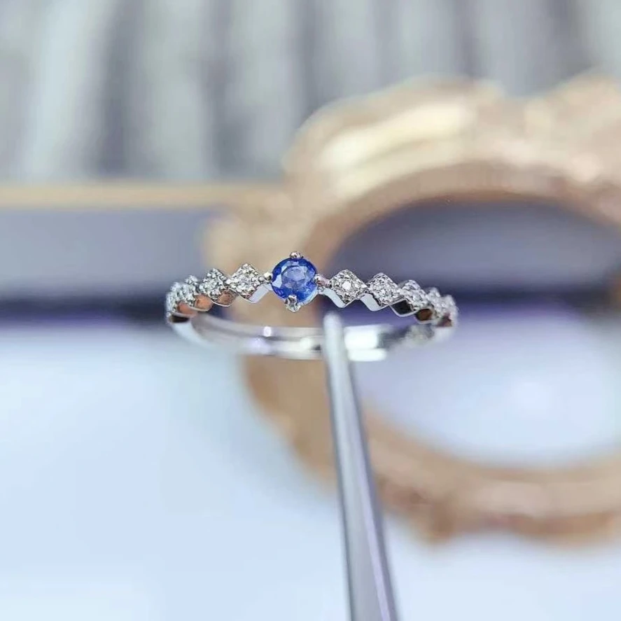 

Тонкое кольцо из серебра 925 пробы с драгоценным камнем Кольцо с натуральным сапфиром 3 мм 0,1 карата Шри-Ланка с сапфиром Серебряные украшения с 3 слоями 18-каратного золота