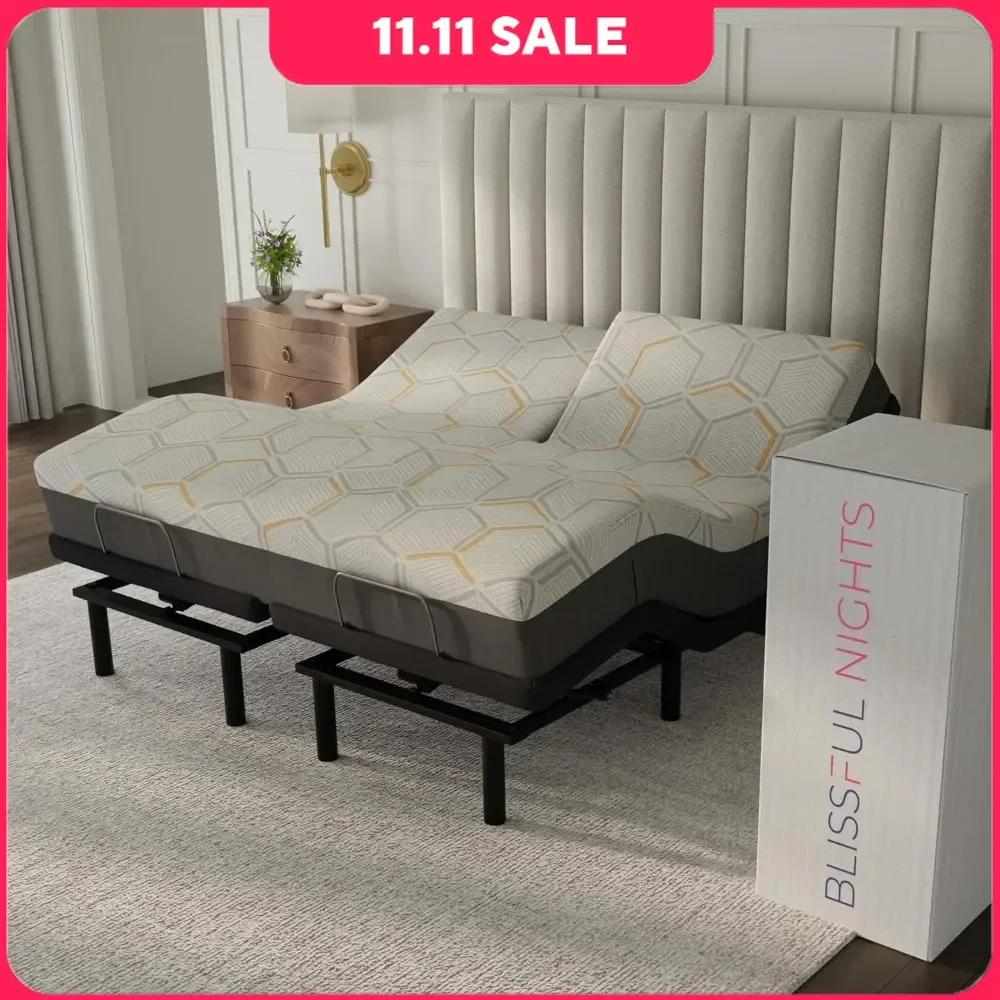 Adjustable Bed Frame Set with 12